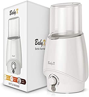 BabyX Fast Bottle Warmer For Breastmilk, Infant Formula, Baby Food Heater Quickly Warm and Sterilizer, Sanitize Pacifiers and Fits Most Bottle Size [Built-in Smart Temp. Controller]