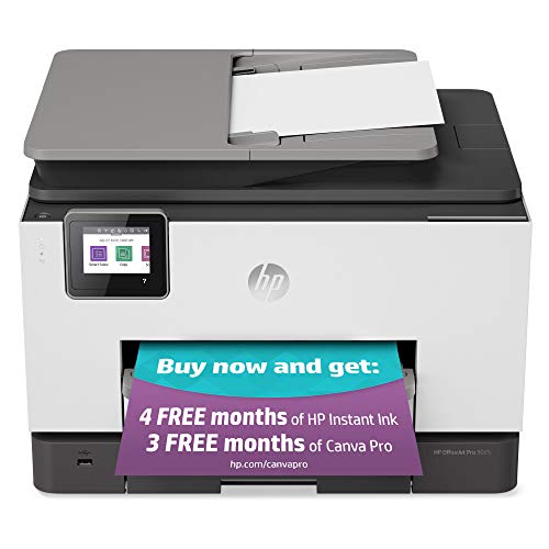 HP OfficeJet Pro 9025 All-in-One Wireless Printer, Single-pass (Automatic) Document Feeder & Two Paper Trays, Smart Home Office Productivity, Instant Ink, Works with Alexa (1MR66A)