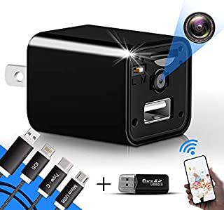 [Upgrade] Spy Camera Wireless Hidden WiFi Camera with Remote View,Hidden Spy Camera 1080P HD Nanny Cam Spy Hidden Camera Charger Recorder Motion Activated,Wireless Spy Camera Support iOS/Android