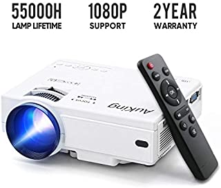 Mini Projector 2020 Upgraded Portable Video-Projector,55000 Hours Multimedia Home Theater Movie Projector,Compatible with Full HD 1080P HDMI,VGA,USB,AV,Laptop,Smartphone