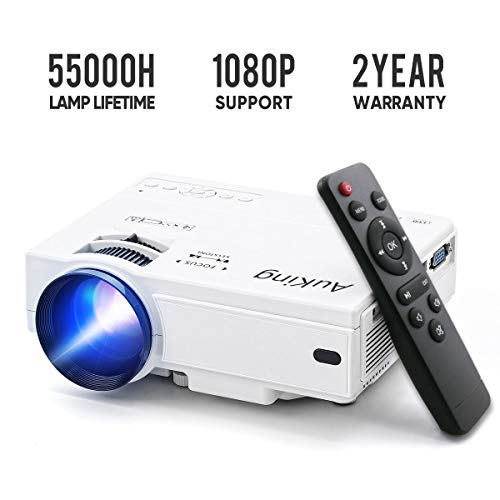 Mini Projector 2020 Upgraded Portable Video-Projector,55000 Hours Multimedia Home Theater Movie Projector,Compatible with Full HD 1080P HDMI,VGA,USB,AV,Laptop,Smartphone