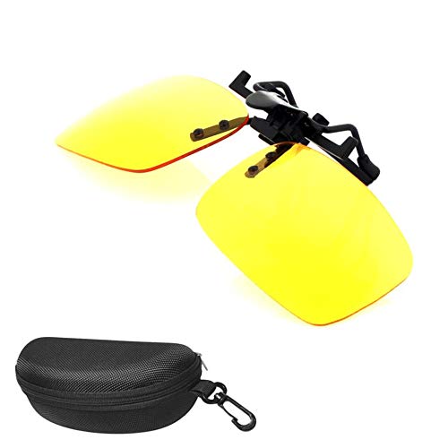 iLumen8 Best Shooting Glasses Night Vision Driving Yellow UV Safety Eye Protection Clip-On Fit-Over Prescription Glasses Riding Cycling