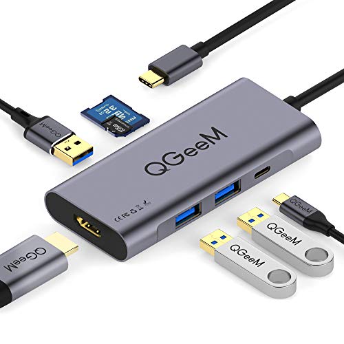 USB C Hub HDMI Adapter, QGeeM 7 in 1 Type C Hub to HDMI 4k