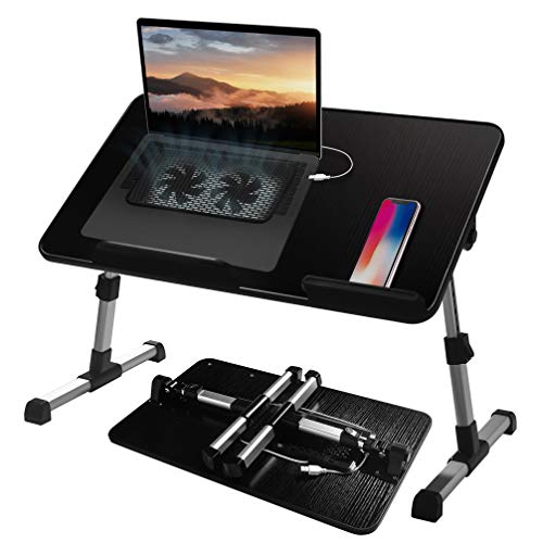 Adjustable Lap Desk with Cooling Fan, Proglobe Lapdesk with Fans, Laptop Stand with Adjustable Height, Bed TV Tray, Foldable & Portable Computer Table, Work from Home Accessories (20X12)