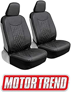 Motor Trend Stitched Faux Leather Car Seat Covers, Front Only - Luxurious Protection for Auto Truck Van and SUV