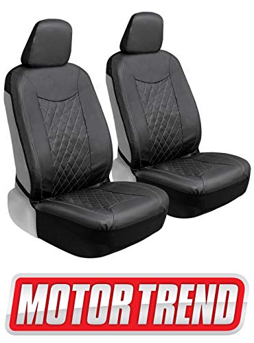 Motor Trend Stitched Faux Leather Car Seat Covers, Front Only - Luxurious Protection for Auto Truck Van and SUV