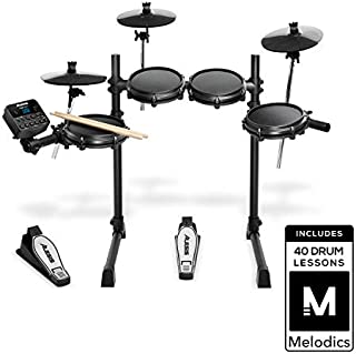 Alesis Drums Turbo Mesh Kit  Seven Piece Mesh Electric Drum Set With 100+ Sounds, 30 Play-Along Tracks, Drum Sticks & Connection Cables included