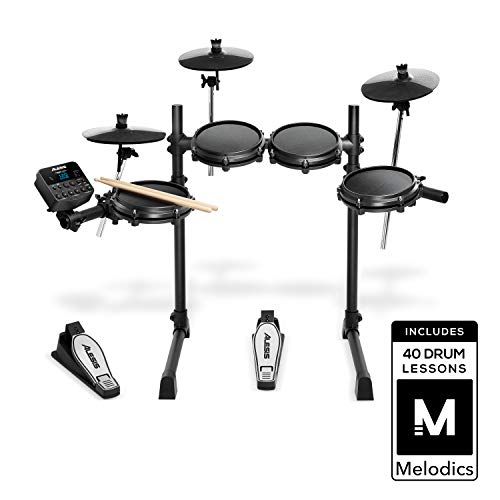 Alesis Drums Turbo Mesh Kit  Seven Piece Mesh Electric Drum Set With 100+ Sounds, 30 Play-Along Tracks, Drum Sticks & Connection Cables included