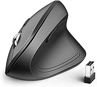 iClever Vertical Mouse - Ergonomic Mouse Wireless 6 Buttons with Adjustable DPI 1000/1600/2000/2400 Comfortable 2.4G Optical Ergo Mouse for Laptop, Computer, Desktop, Windows, Mac OS