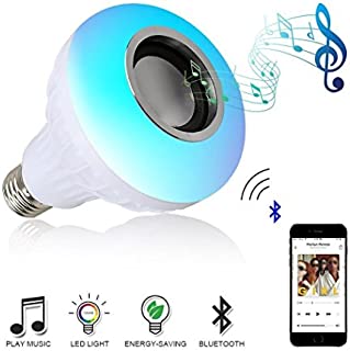 Bluetooth Music LED Light,Rambling E27 12W RGB Built-in Audio Wireless Remote Control Change Color Music Bulb,Smart Music Bluetooth 3.0 Speaker for Home, Stage,Party