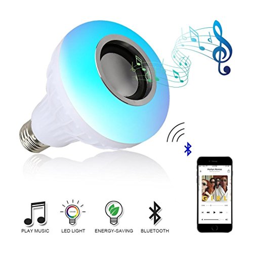 Bluetooth Music LED Light,Rambling E27 12W RGB Built-in Audio Wireless Remote Control Change Color Music Bulb,Smart Music Bluetooth 3.0 Speaker for Home, Stage,Party