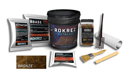 Rokrez Metallic Garage Floor Epoxy Kit, Industrial All-in-One Professional 2-Component Coating System, 128 oz, 125 Square Feet, Bronze Gloss