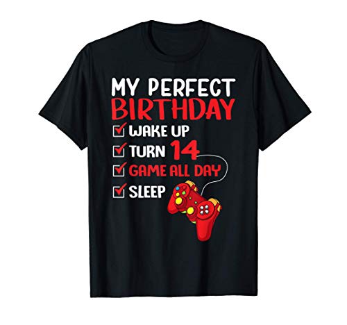 14th Perfect Birthday Gamer Gaming 14 Years Old Gift Boys T-Shirt