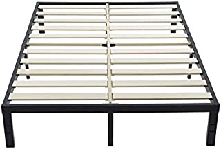 ZIYOO 3500lbs Heavy Duty, 14 Inch Wooden Slat, Reinforced Platform Bed Frame Strengthen Support Mattress Foundation, Easy Assembly, Quiet Noise Free, No Box Spring Needed, Integrated Structure, Queen