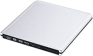 TOPELEK 4K Blu Ray Drive, USB 3.0 External Hard CD/DVD Writer, 3D 6X Blu-Ray Disc Playback, Slim & Super-Fast for Windows, Mac OS Laptop, PC, Computer, Silver