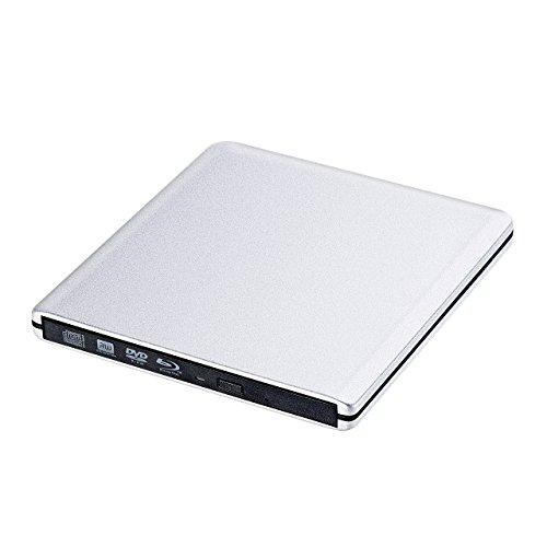 TOPELEK 4K Blu Ray Drive, USB 3.0 External Hard CD/DVD Writer, 3D 6X Blu-Ray Disc Playback, Slim & Super-Fast for Windows, Mac OS Laptop, PC, Computer, Silver