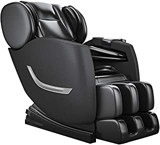 Full Body Electric Zero Gravity Shiatsu Massage Chair with Bluetooth Heating and Foot Roller for Home and Office(Black)