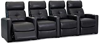 Octane Seating Cloud XS850 Home Theater Chairs - Black Bonded Leather - Manual Recline - Row 4 Seats - Space Saving Design