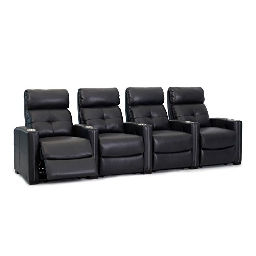 Octane Seating Cloud XS850 Home Theater Chairs - Black Bonded Leather - Manual Recline - Row 4 Seats - Space Saving Design