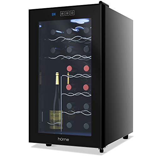 hOmelabs 18 Bottle Wine Cooler - Free Standing Single Zone Fridge and Chiller for Red and White Wines