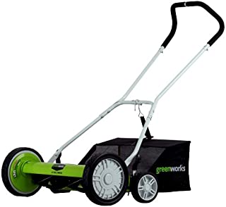 Greenworks 18-Inch Reel Lawn Mower with Grass Catcher 25062