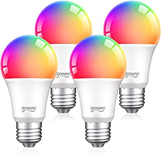 Alexa Smart Light Bulbs, Gosund 75W Equivalent E26 8W WiFi Led Bulb A19 RGB Color Changing Light Bulb Dimmable, Work with Google Home Amazon Echo, 2.4Ghz WiFi Only, No Hub Required 4 Pack