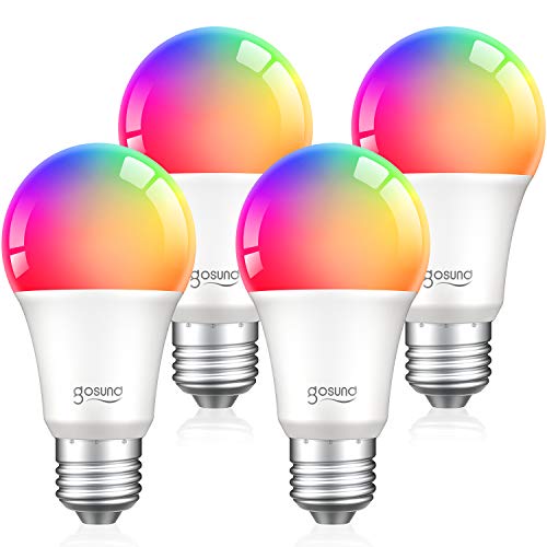 Alexa Smart Light Bulbs, Gosund 75W Equivalent E26 8W WiFi Led Bulb A19 RGB Color Changing Light Bulb Dimmable, Work with Google Home Amazon Echo, 2.4Ghz WiFi Only, No Hub Required 4 Pack