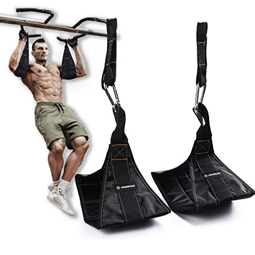 M MANUEKLEAR Hanging Ab Slings Straps Thick EVA Padding for Chinning Pull Up Bar Hanging Leg Raiser Gym Fitness Workout Training for Men and Women