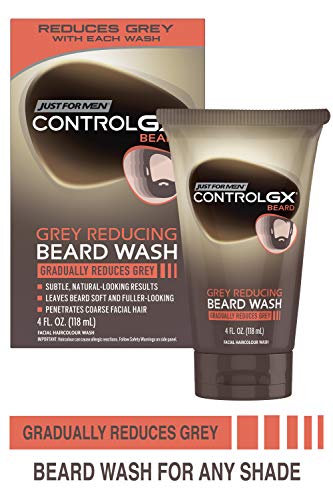 Just For Men Control GX Grey Reducing Beard Wash, Gradually Colors Mustache and Beard, 4 Fl Oz