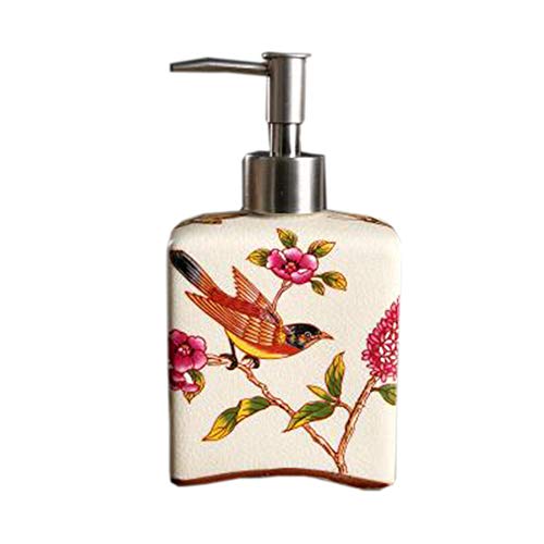 Creative Ceramic Bathroom Soap Dispenser Shower Gel Lotion Glass Soap Bottles Hand Washing Liquid Bottle 320ML (Beige)