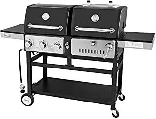 Royal Gourmet ZH3003 Dual 3-Burner Gas and Charcoal Grill Combo, for Outdoor Cooking, Black