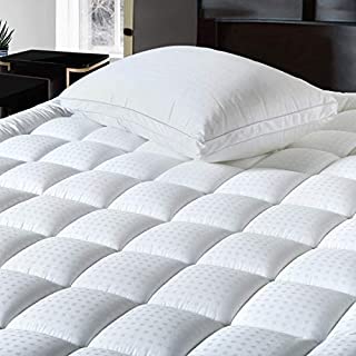 Balichun Pillowtop Queen Mattress Pad Cover 300TC 100% Cotton Down Alternative Filled Mattress Topper with 8-21- Inch Deep Pocket (White