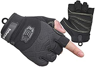 Seibertron Half Finger Padded Palm Lightweight Breathable Climbing Rope Gloves for Climbers, Rock Climbing, Rescue, Adventure, Sailing, Kayaking, Outdoor Sports Black S