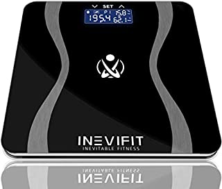 INEVIFIT Body-Analyzer Scale, Highly Accurate Digital Bathroom Body Composition Analyzer, Measures Weight, Body Fat, Water, Muscle & Bone Mass for 10 Users. Includes Batteries