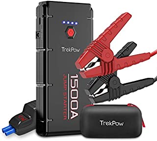 Car Battery Jump Starter, TrekPow G22 1500A Car Jump Starter Portable Jump Box(up to 8.0L Gas/6.5L Diesel Engine), Upgraded Jumper Cable with Voltmeter, 12V Auto Battery Booster with Smart Charging