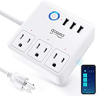 Gosund Smart Power Strip Works with Alexa Google Home, Smart Plug USB WiFi Surge Protector Multi Outlet Extender, 4ft Extension Cord, 3 USB 3 Charging Ports for Home Office Desk Tablets 10A, White