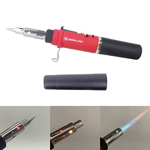 Berkling BSG-568 3-IN-1 Cordless Butane Soldering Iron | Heat Gun | Mini Torch - Self-Ignite, Rechargeable, Light Weight, Portable, Adjustable Flame For Automotive, Electronics, Home DIY, Computer