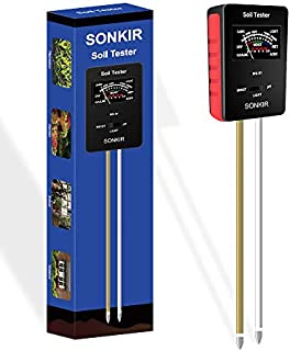 Sonkir Soil pH Meter, MS-X1 Upgraded 3-in-1 Soil Moisture/Light/pH Tester Gardening Tool Kits for Plant Care, Great for Garden, Lawn, Farm (Black)