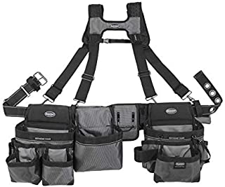 Bucket Boss Mullet Buster 3 Bag Tool Belt with Suspenders in Grey, 55135