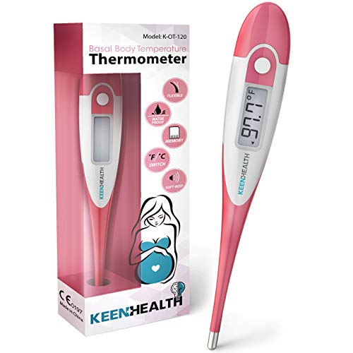 Basal Body Thermometer - Ovulation Thermometer to Track Your Cycle - BBT Thermometer for Trying to Conceive - Natural Family and Pregnancy Planning - Keenhealth K-OT-120