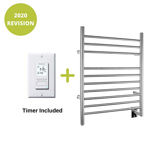 WarmlyYours 10-Bar Infinity Towel Warmer, Hardwired, Brushed Stainless Steel