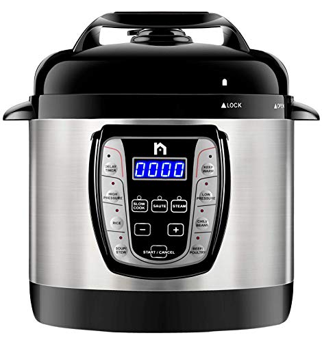 New House Kitchen Electric 9-in-1 Programmable Multifunctional Rice Soup Saute Cooker with Dishwasher Safe Aluminum Pot - 2.5 Quart (Renewed)