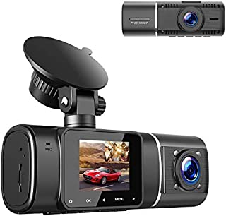 TOGUARD Dual Dash Cam with IR Night Vision, FHD 1080P Front and 720P Inside Cabin Dual Lens Car Dash Camera with 1.5 inch LCD Display Parking Monitor Loop Recording G-Sensor for Car Truck Taxi Driver