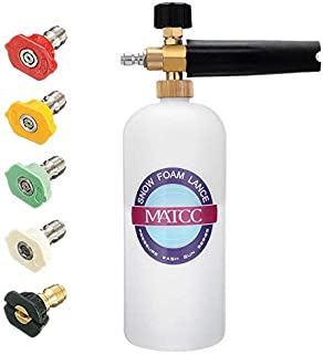 MATCC Foam Cannon I Snow Foam Lance Pressure Washer Jet Wash with 1/4'' Quick Connector Foam Blasters 5 Power Washer Nozzle Tips for Cleaning