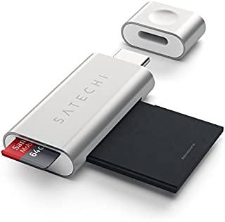 Satechi Aluminum Type-C Micro/SD Card Reader - Compatible with 2018 MacBook Air, 2018 iPad Pro, 2016/2017/2018 MacBook Pro/MacBook, Microsoft Surface Go and More (Silver)