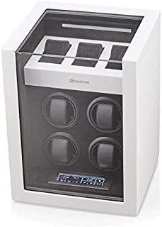 Watch Winder for 4 Watches with 15 Winding Programs and 3 Watch Storage Slots (White)