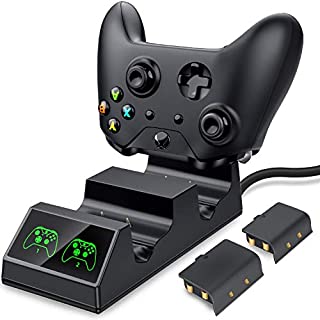 Xbox One Controller Charger for Xbox One/One S/One X/Xbox Elite Controller, Dual Dock Xbox Controller Charging Station with 2 X 800mAh Rechargeable Battery Packs