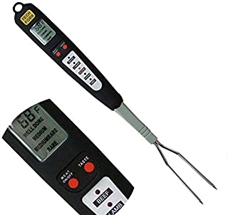 Beyond Group 32 80-09 Digital Meat Instant Read Thermometer with LED Screen and Ready Alarm, Kitchen Probe with Long Fork for Grilling, Barbecue and Cookin, l, white