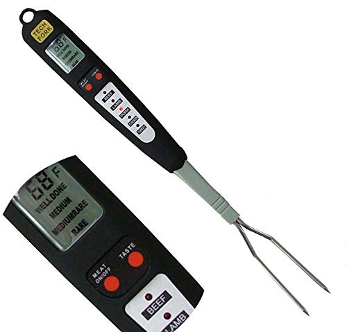 Beyond Group 32 80-09 Digital Meat Instant Read Thermometer with LED Screen and Ready Alarm, Kitchen Probe with Long Fork for Grilling, Barbecue and Cookin, l, white