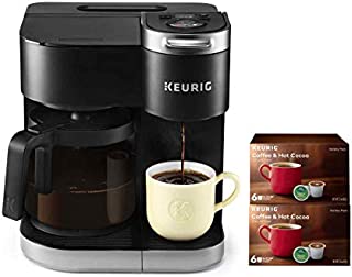 Keurig K-Duo Coffee Maker, Single Serve and 12-Cup Carafe Drip Coffee Brewer, Compatible with K-Cup Pods and Ground Coffee, Black, with 12 K-Cups